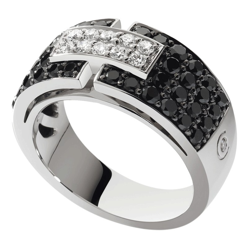 Bague So Shocking Capriccio moyen modèle en or blanc et diamants noirs